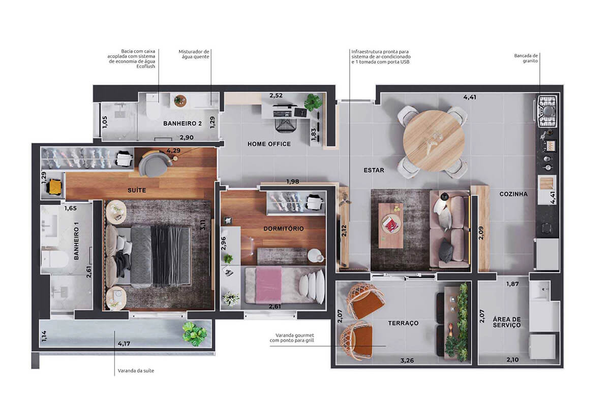 2 DORMS. 82 M